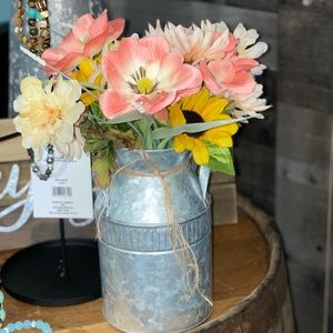 Galvanized metal floral arrangement